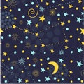 Seamless starry sky pattern. Night sky, where the stars Shine and the constellation of the Northern hemisphere dipper, bucket with Royalty Free Stock Photo